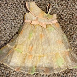 NWT BABY GAP FLORAL CHIFFON ASSYMEYRICAL STRAO LINED DRESS & DC 12-18 MONTHS